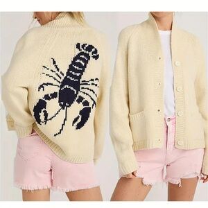 Lobster Knit Cardigan Sweater - Cream- NWT